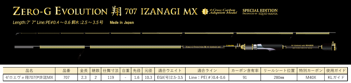 ZERO-G EVOLUTION 翔 707 IZANAGI MX - エギングショップ烏賊Style